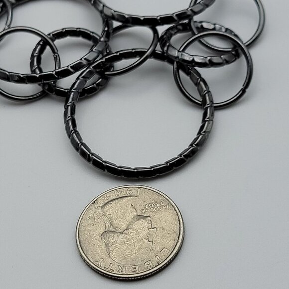 R.J. Graziano Gunmetal Tone Circle Link Chain Necklace 21" Adj. - Picture 7 of 7